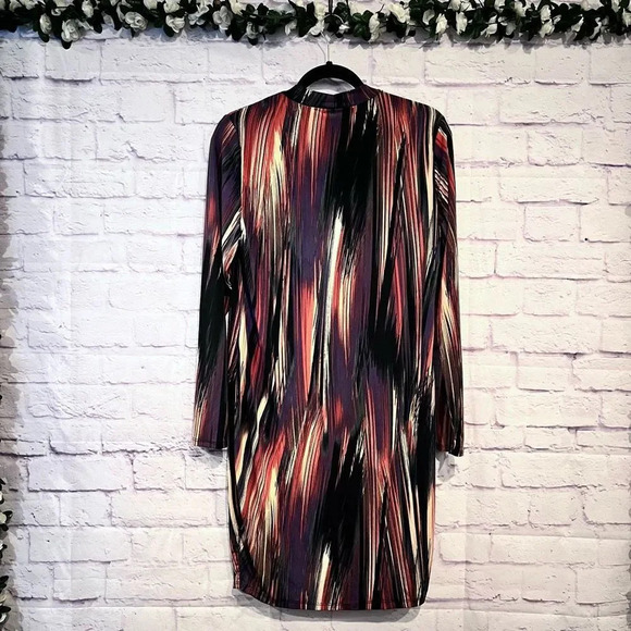 Curvy Sense Size 1X‎ Casual Long Sleeve Abstract Print BodyCon Dress Stretch - Picture 3 of 9
